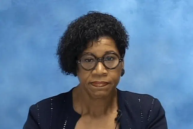 A still from my videotaped deposition of IME Dr. Rosalind Griffin. 