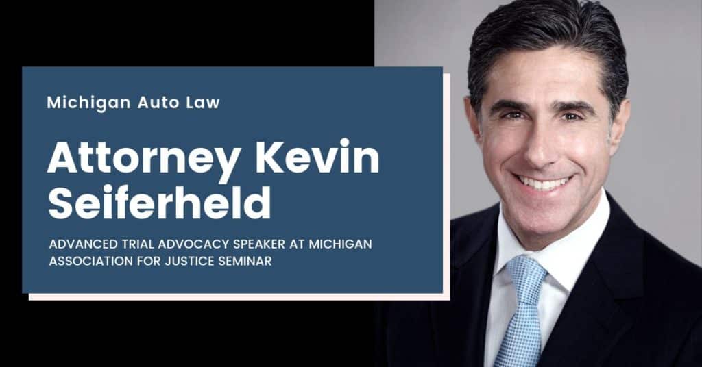 Attorney Kevin Seiferheld speaks at Michigan Association for Justice trial advocacy seminar