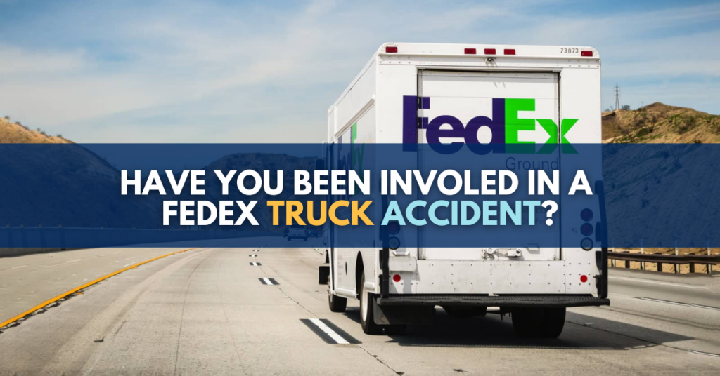 If You Or A Loved One Is Injured In A FedEx Truck Accident Call The Truck Accident Attorneys At Michigan Auto Law - Image Shows FedEx Truck Driving On Freeway. Click On Image Directs You To The Contact Page