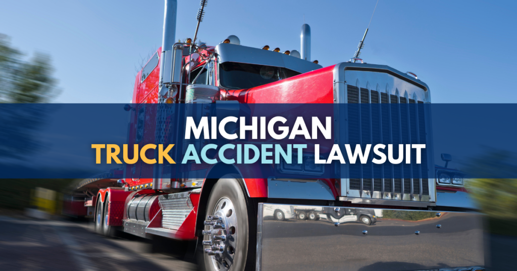 Michigan Truck Accident Lawsuit Guide - Image Of A Red Semi Truck Driving On The Road