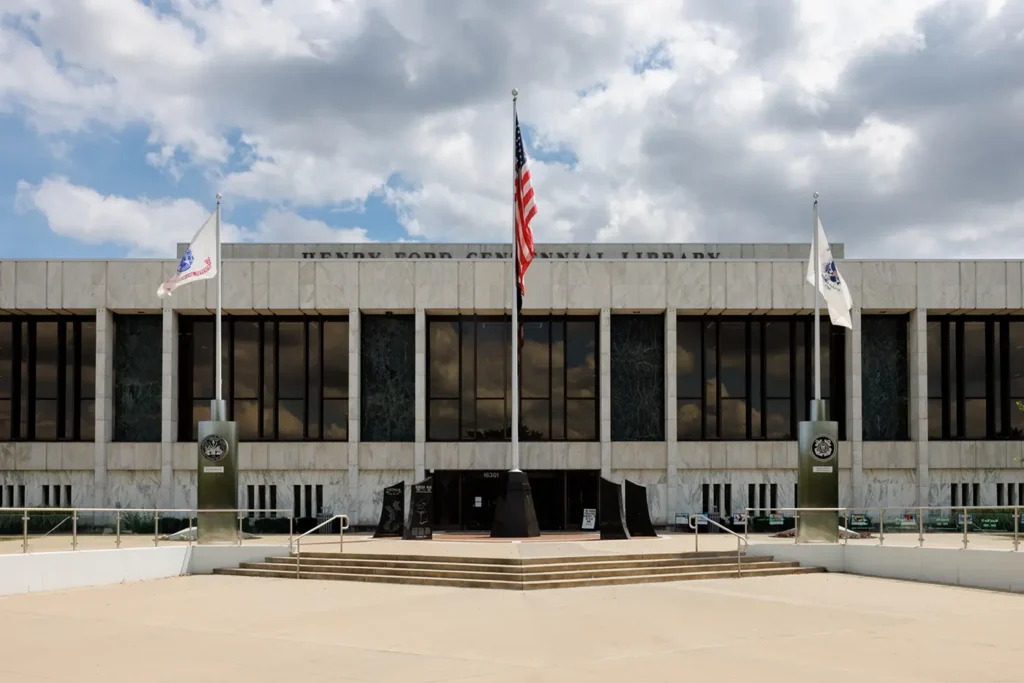 Henry Ford Centennial Library in Dearborn, where Michigan Auto Law serves as a car crash attorney in Dearborn.