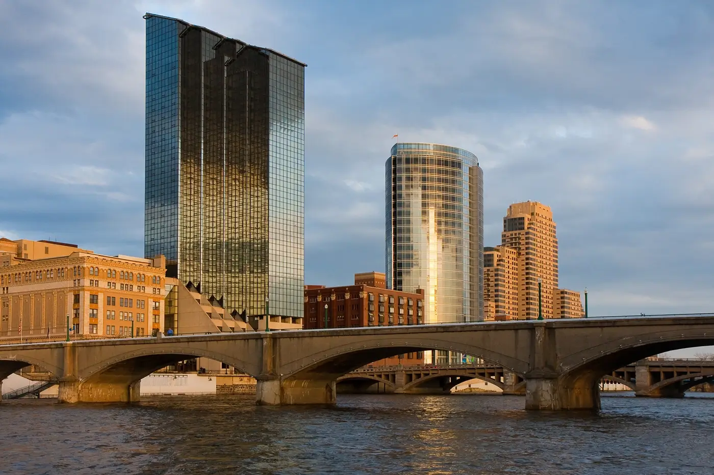 Grand Rapids city skyline, where Michigan Auto Law helps drivers as a car accident lawyer.