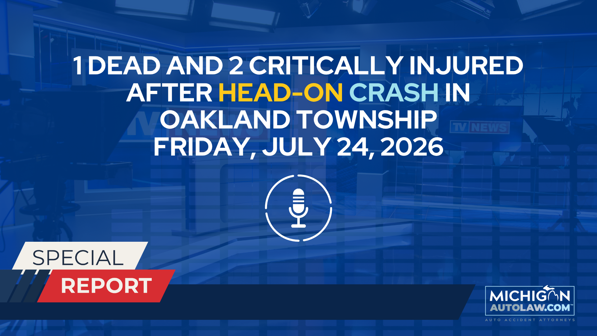 1 Dead and 2 Critically Injured After Head-On Crash in Oakland Township