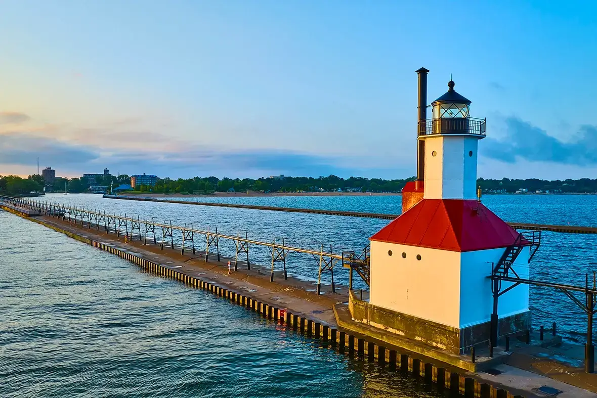 Local St. Joseph lighthouse scene reflecting Michigan Auto Law’s car accident lawyer services.