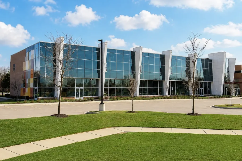 Sterling Heights Community Center exterior, highlighting Michigan Auto Law’s Lyft accident lawyer services.
