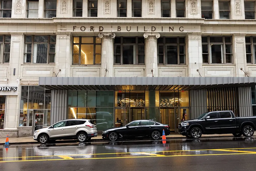 Historic Ford Building in downtown Detroit, where Michigan Auto Law provides wrongful death law firm services.